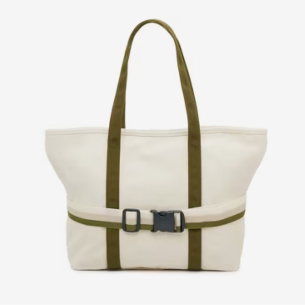 DSW Cream and Olive Tote Bag - Picture 1 of 7
